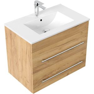 Posseik Waschtisch Artemis 750, hängend, eiche gold, Einsatzwaschbecken aus Keramik, (B/H/T) 75,5 x 60 x 45 cm
