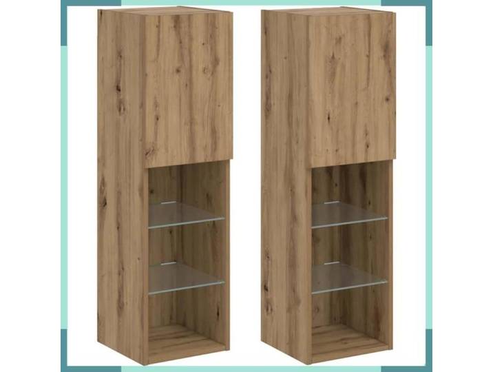 Meuble TV - 857679 - chêne artisanal - lumières LED - lot de 2