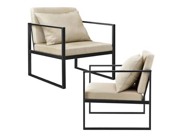 Design fauteuil met kussens 70x60x60 set van 2 zandkleurig