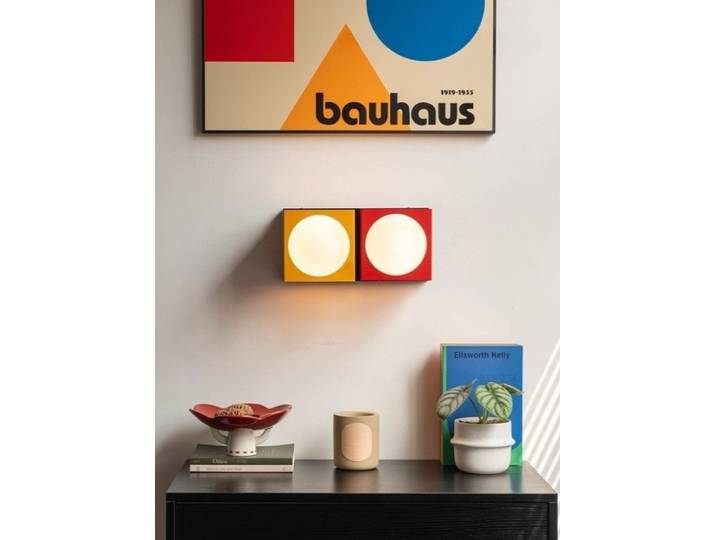 Lampes murales de chevet pour chambre à coucher Memphis, lampes à boule de verre rouge et jaune, LED modernes, couleur dopamine, pour salon, couloir, allée