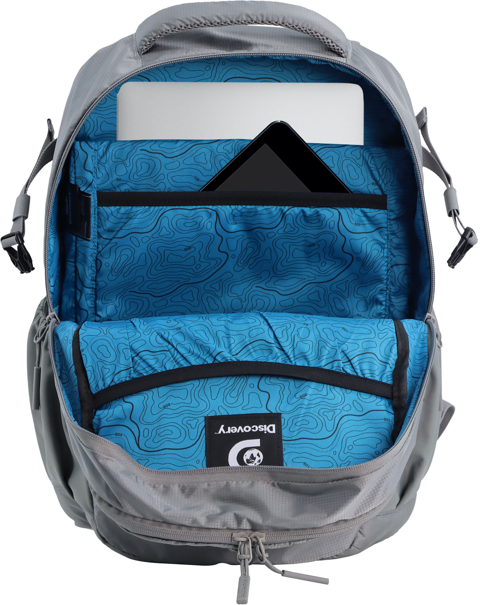 Sportrucksack DISCOVERY "Outdoor", Gr. B/H/T: 15,5cm, grau, Nylon, unifarben, Rucksäcke, aus Nylon-Material