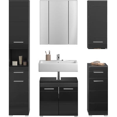 Badmöbel-Set HOME AFFAIRE "Malmö, 5 teilig, bestehend aus:", schwarz, Kastenmöbel-Sets, Badmöbel-Set, Badmöbel, 5-tlg
