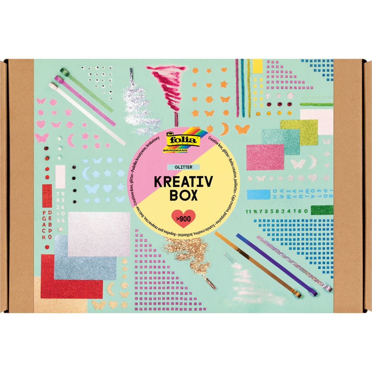 folia Bastelset Kreativbox Glitter 900-tlg. mehrfarbig
