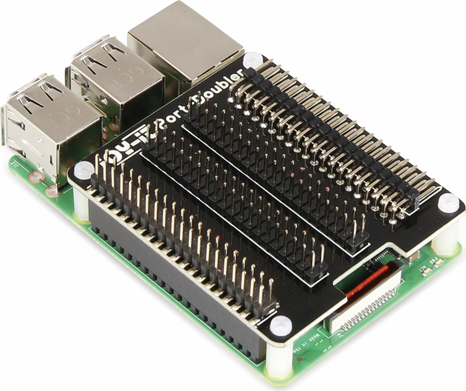 Joy-it Raspberry Pi uitbreidingskaart RB-PORT-DOUBLER compatibel met Raspberry Pi 2 B, Raspberry Pi 3 B en Raspberry Pi 3 B+