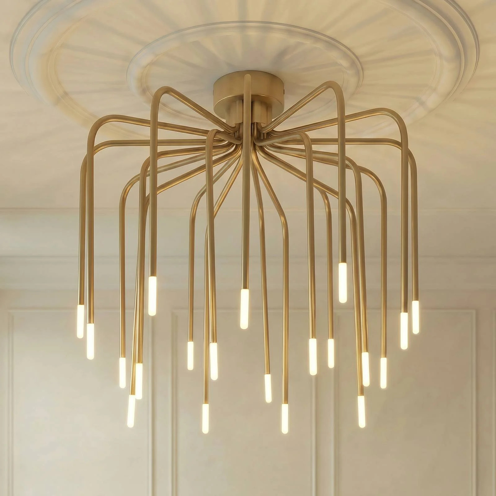 Lucande Ariadne Plafondlamp - Goud/Messing - Modern - Dimbaar