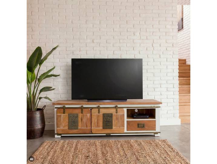 TV-Board Mango 160x45x50 weiß lackiert RAILWAY #501