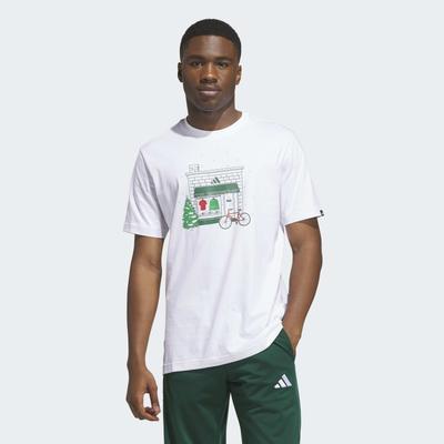 T-Shirt ADIDAS SPORTSWEAR "HOLIDAY SHOP GRAFIK", Herren, Gr. XXL, weiß, Obermaterial: 100% Baumwolle, Rundhals, Shirts T-Shirt
