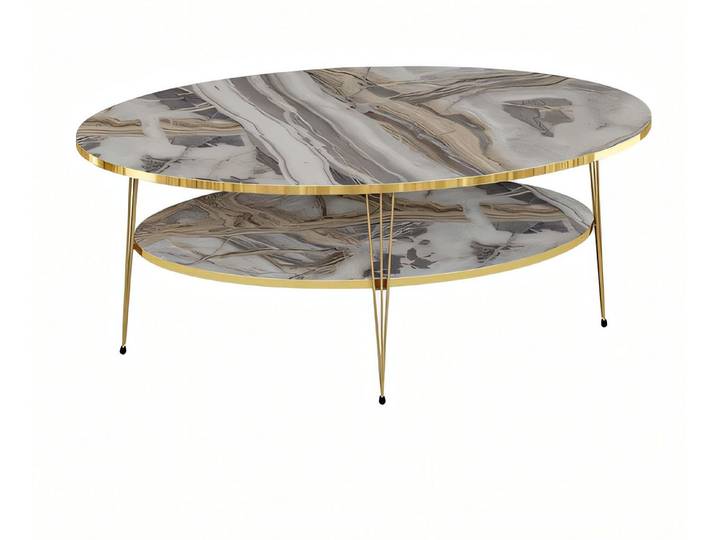Xlmoebel Couchtisch XLMOEBEL mehrfarbiger Holz-Couchtisch oval im modernen Design (Packung), Made in Europa