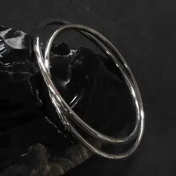 Drachensilber Zwei Schlichte Damen Armreif Ø 65mm geschlossener Reif 3mm Stärke 925 Silber - Silber