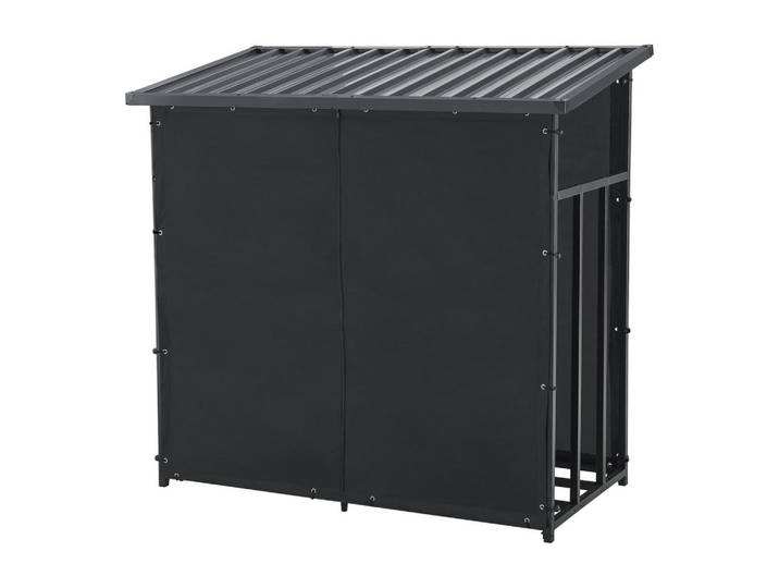 casa.pro Brennholzregal Yakutat, Schwarz, Textil, 143x145x70 cm, Kleinmöbel, Kamine & Zubehör