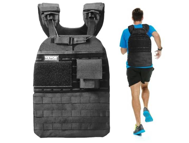 VEVOR Gilet lesté réglable\, 5 à 9 kg/9 à 14\,5 kg/15\,9 kg/18\,1 kg avec 6 poids de sable de fer et bande réfléchissante\, équipement d'entraînement pour la musculation\, la course à pied\, le jogging