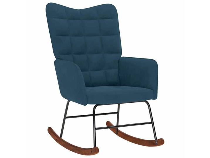 Fauteuil Allaitement - Bleu - Chaise à bascule - Rocking Chair - avec repose-pied - bleu velours 61x78x98 cm F1584