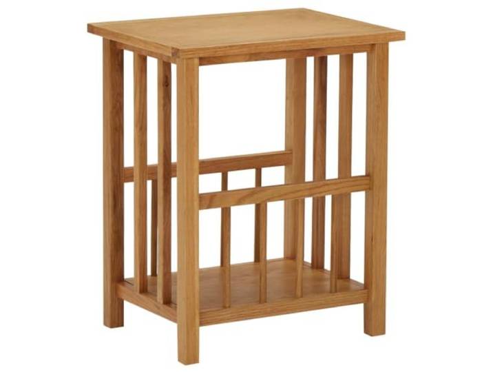 HAQWRDQSG Beistelltisch Eiche Massivholz Zeitungshalter 45x35x55 cm Rustikales Wohnzimmer Regal mit integrierter Zeitschriftenablage, platzsparende Stellfläche für Bücher und Dekoration.