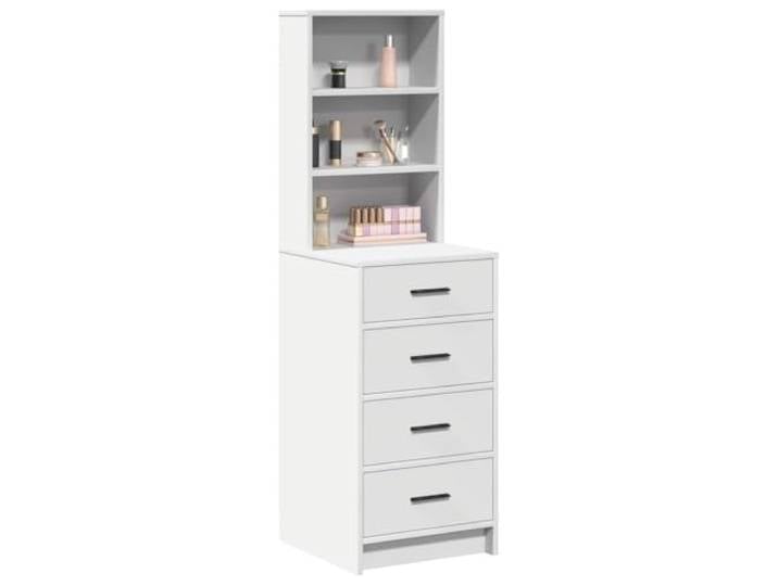 KTHLBRH Sideboard mit Schubladen, weiß, 40 x 41 x 135 cm, mehrschichtiges Modernes Design, 4 Schubladen, leicht zu reinigen, ideal zur Aufbewahrung von Geschirr und Dekoration