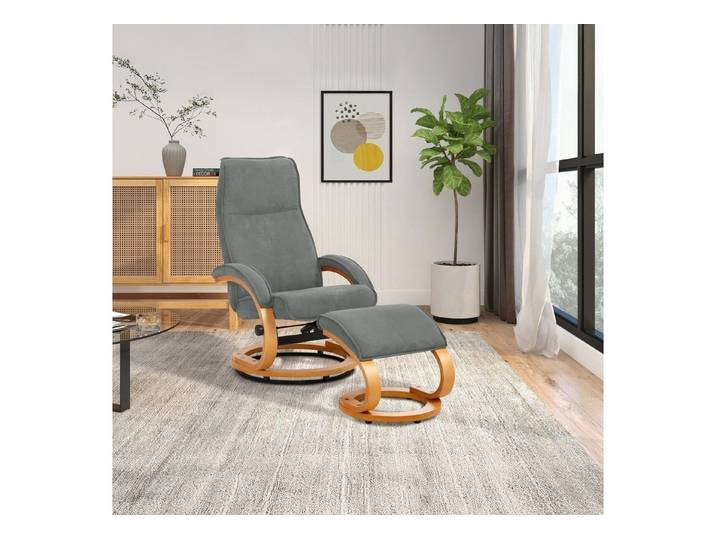 freiraum Relaxsessel Relaxsessel >Porto< Bezug creme, grau oder rot, Mikrofaser/Holz -, in Grau, Mikrofaser/Holz - 67x103x85cm (BxHxT)