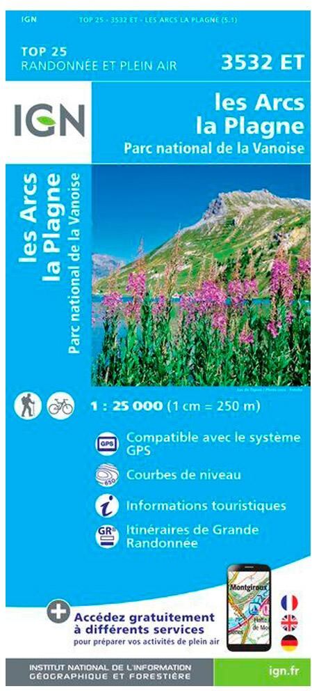 IGN  - 3532ET les Arcs, la Plagne, Parc national de la Vanoise - Carte