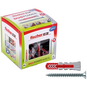 Fischer Schrauben-Dübel-Set 538255, DuoPower S LD, 6x50mm Universaldübel & Schrauben, 100-teilig