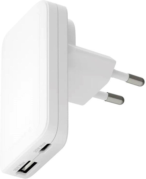 Slim Vægoplader - dbramante1928 - 1x USB-C 20W & 1x USB-A 18W - Hvid