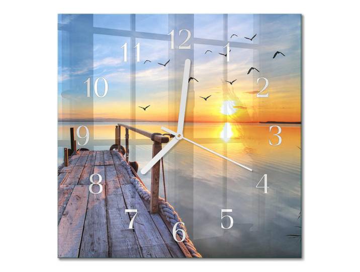 Tulup Wanduhr 30x30 cm - Pier, Mehrfarbig, Glas, Quadratisch, 30x30x0.4 cm, Dekoration, Uhren, Wanduhren