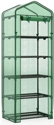 Costway Mini Greenhouse Portable Plant Grow House with 5 Tier Shelves-Green