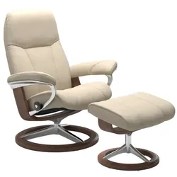 Stressless Sessel mit Hocker Consul Signature Leder Beige Batick Cream S (Small)