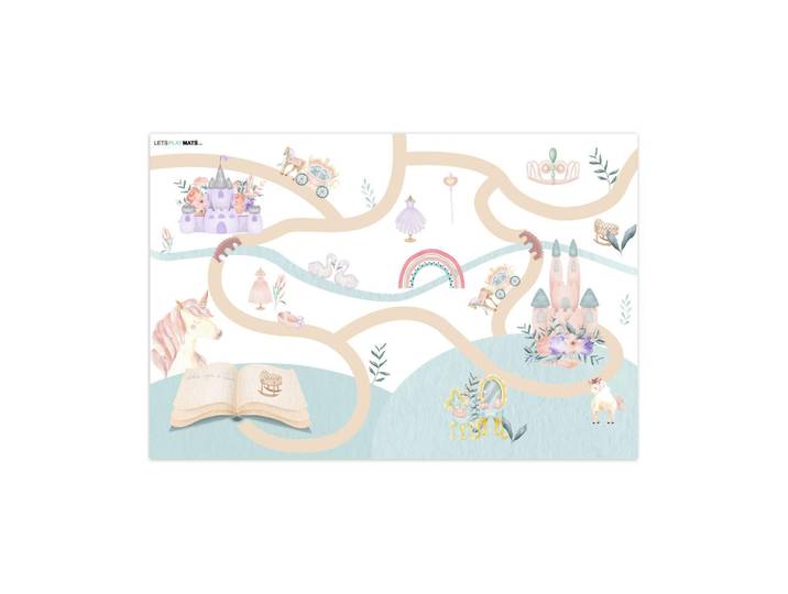 MuchoWow Kinderteppich - Prinzessin - Schloss - Blumen - Einhorn - Mädchen - 135x90 cm, Mehrfarbig, Kunststoff, Rechteckig, 135x90 cm, rutschfest, Teppiche & Böden, Teppich, Kinderteppich