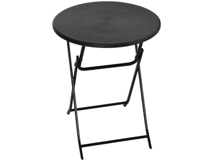 Table pliante ronde Ø60 cm imitation bois gris foncé