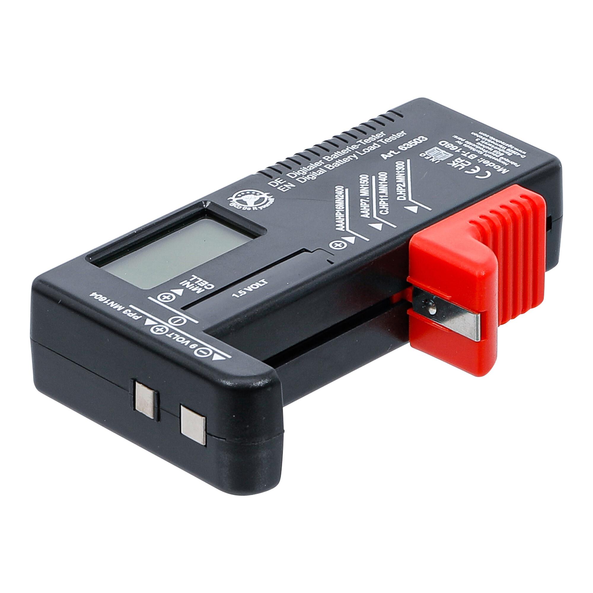 BGS Do it yourself Digitaler Batterie-Tester 1,5V / 9V (63503)