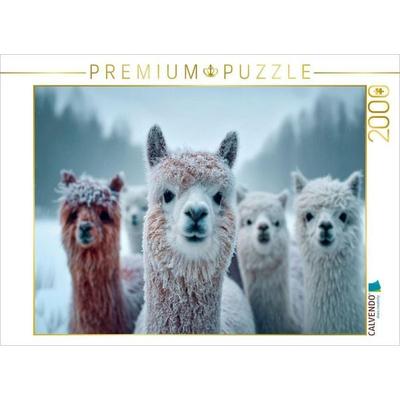 CALVENDO Puzzle Alpakas - Neugierige Winterfreunde | 2000 Teile Lege-Größe 90 × 67 cm Foto-Puzzle für glückliche Stunden, von , Calvendo Puzzle