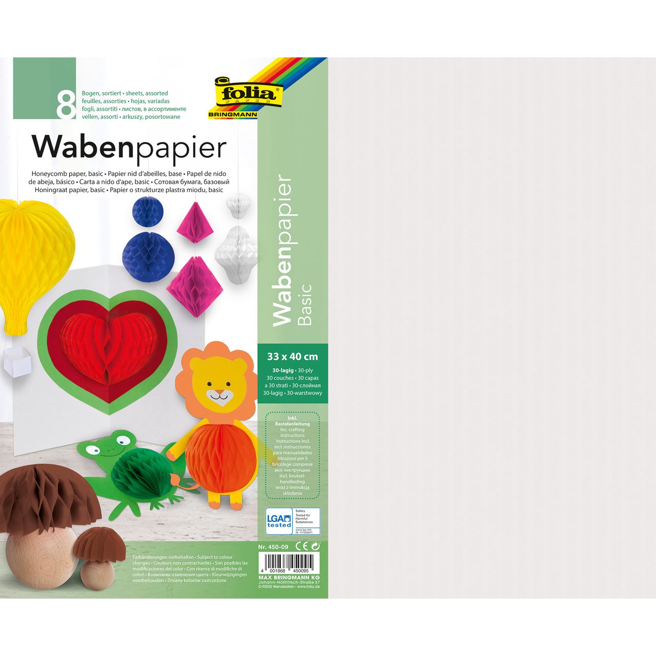 folia Wabenpapier Basic farbsortiert 500 St.