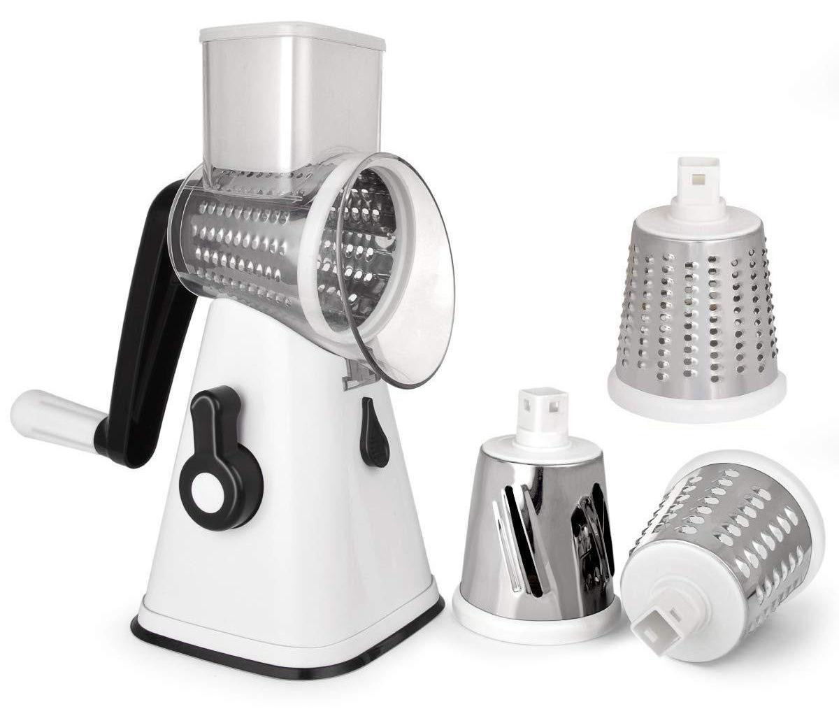 Merkloze handmatige rotary aardappelrasp met 3 verwisselbare messen