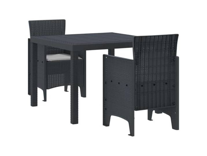 KFPOERTFGD Gartentischset 3 TLG. Essgruppe, Anthrazit Polypropylen Wetterfestes Design, Inklusive Sitzkissen, Für Balkon & Terrasse