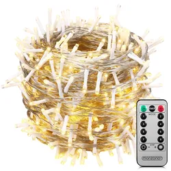 Monzana Lichterkette 60m 600 LED warmweiß transparent Fernbedienung