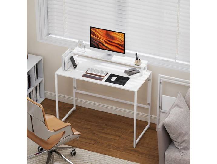 Bureau pliable pour ordinateur - L100 x P48 x H87 5 cm - Pliable 5 5 cm - Rehausse amovible - Support 70 kg