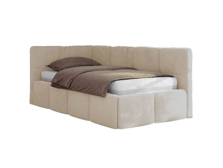 JUGENDBETT ARVO 90/200 - Creme Plüsch - Foam-Matratze - Links Seite