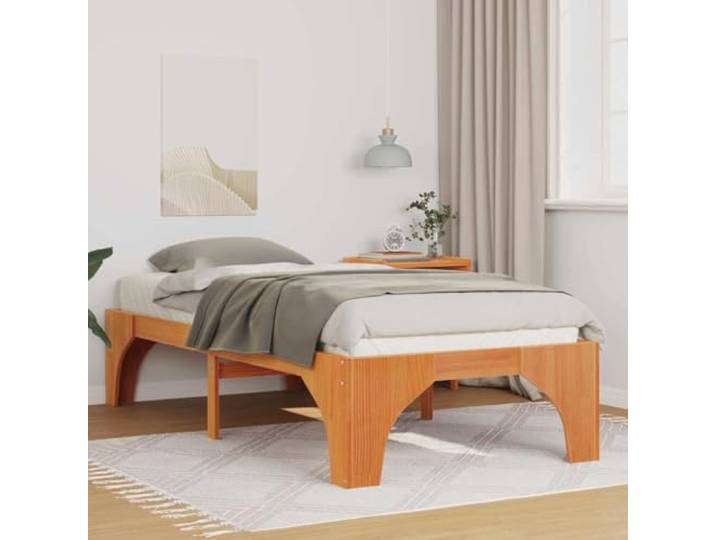 YUTAASU Bettrahmen Braun 100 x 200 cm Massives Kiefernholz Plattform-Lattenrost, Modernes Design, Robust, Stabil, Einfache Pflege