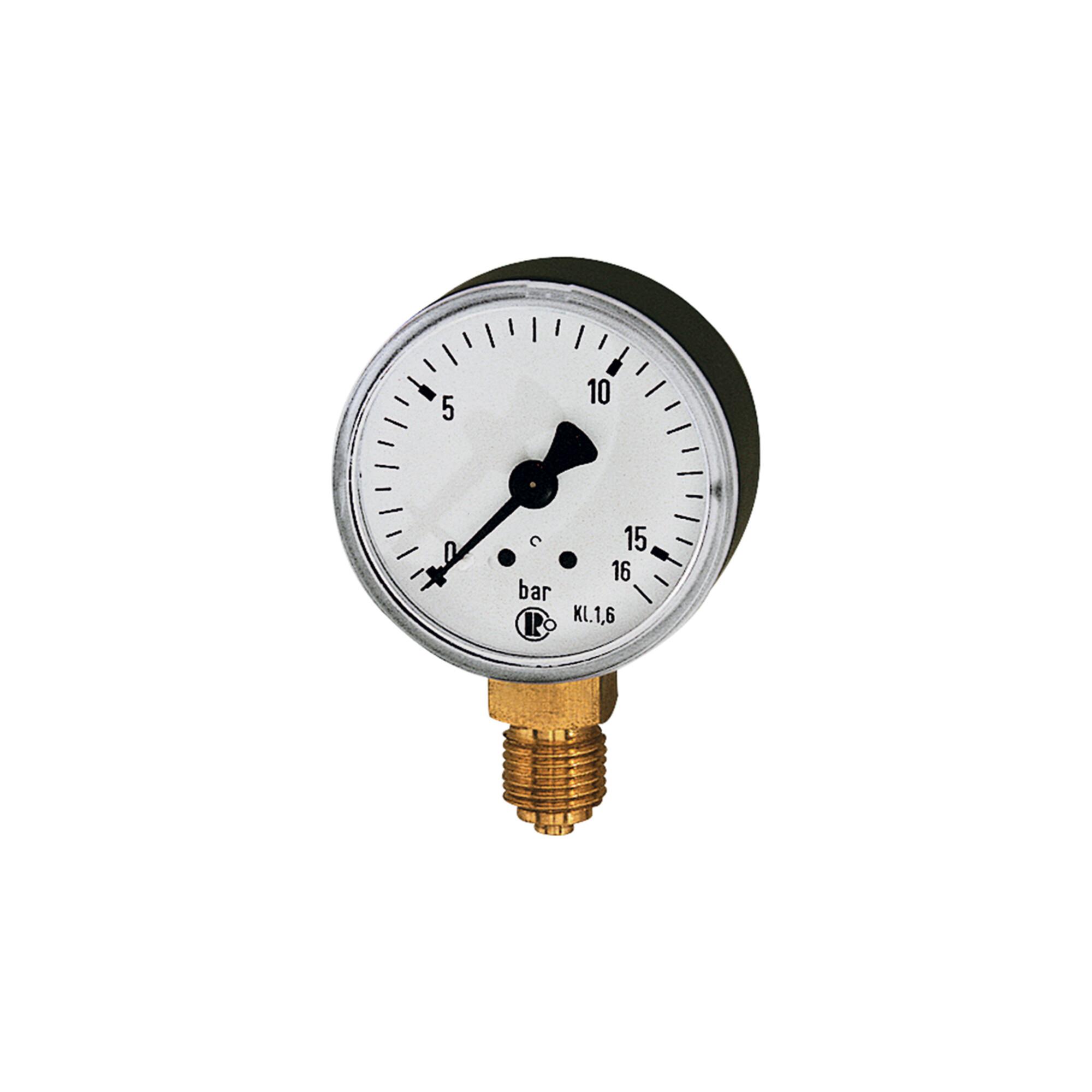 Riegler Standardmanometer, Stahlblechgeh., G 1/4 unten, -1/0,0 bar, Ã˜ 50 (100)