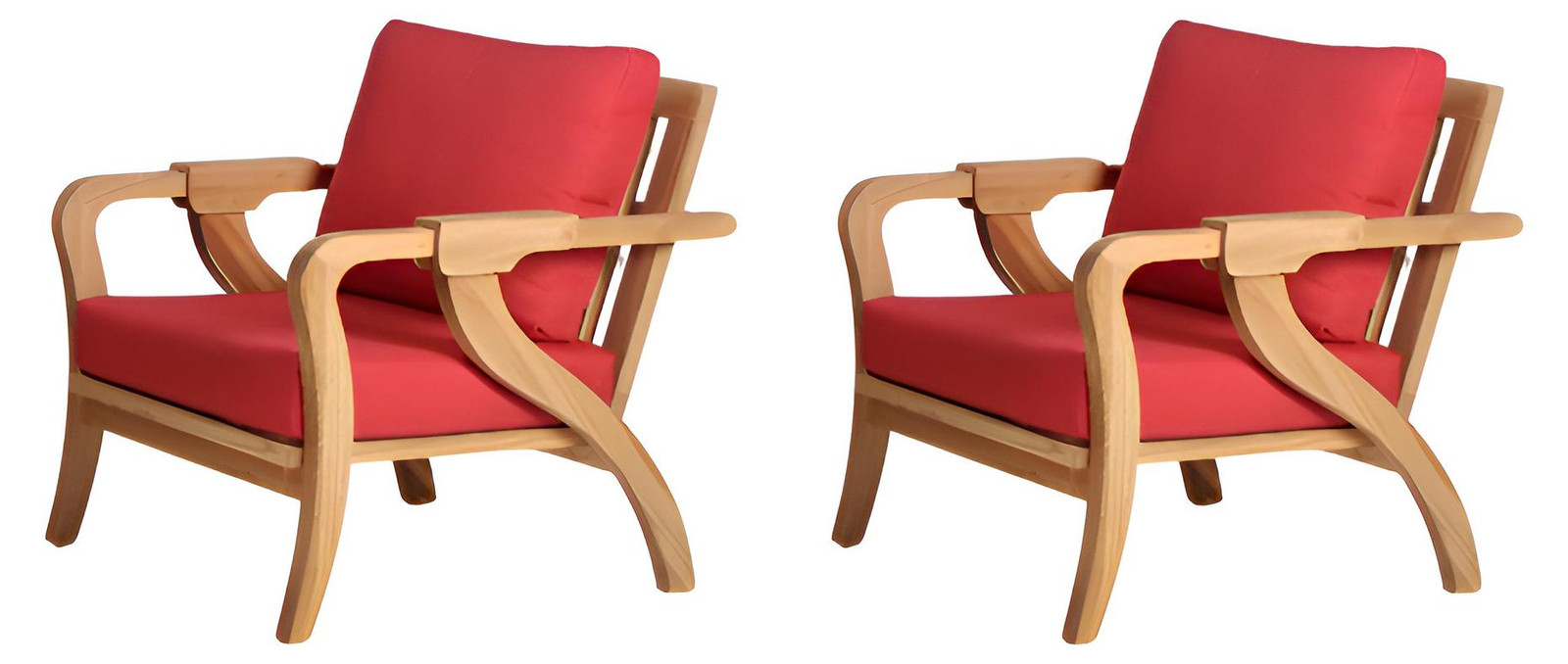 Set van 2 moderne rode tuinstoelen