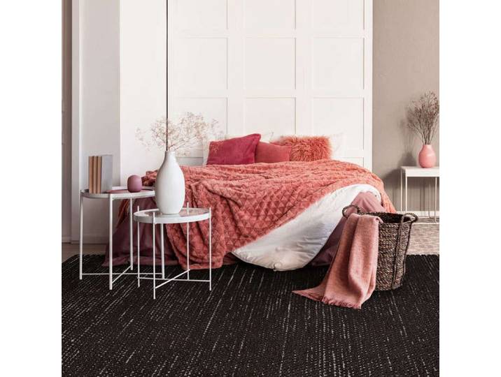 Tapis artisanal en jute et coton chenille noir 160x230