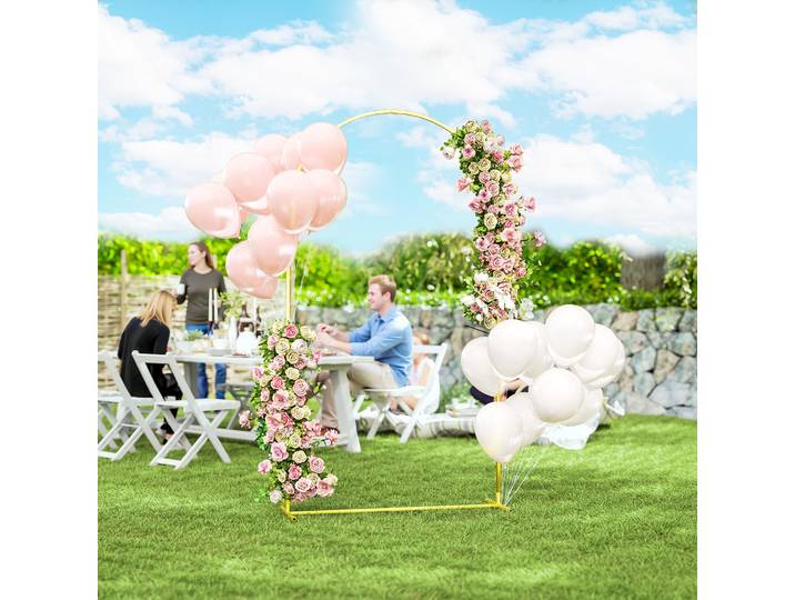 Outsunny Arche Métal Doré 2,2m Mariage Jardin Ballons