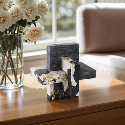 Sagebrook Home Stone Marble Decorative Object Geometric Sculpture Handcrafted Accent