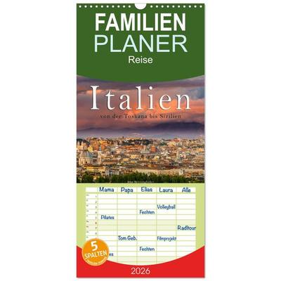 Familienplaner 2026 - Italien von der Toskana nach Sizilien mit 5 Spalten (Wandkalender, 21 x 45 cm) CALVENDO