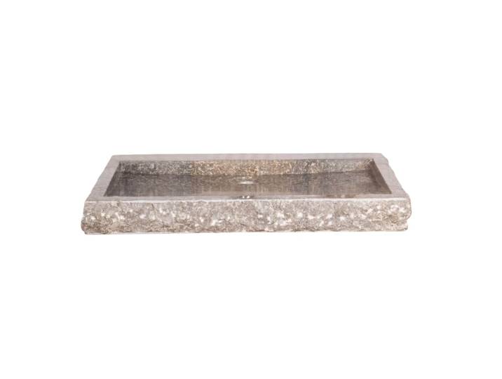 Grande vasque 70cm à poser rectangle en pierre marbre gris