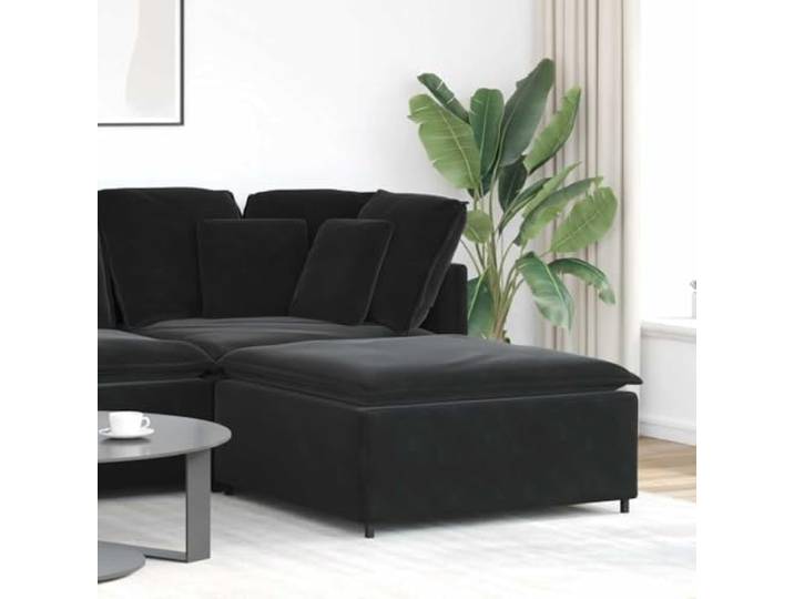 KGCRYUWED Modulares Sitzmodul, Fußhocker-Modul 100x100x48 cm, Schwarz Samtpolsterung, Metallgestell, Modulare Kombinationsmöglichkeit