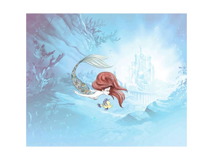 Disney Fototapete Ariel Under THE Sea, Blau, Mehrfarbig, Cartoon, 300x250 cm, Tapeten & Wandverkleidungen, Fototapeten