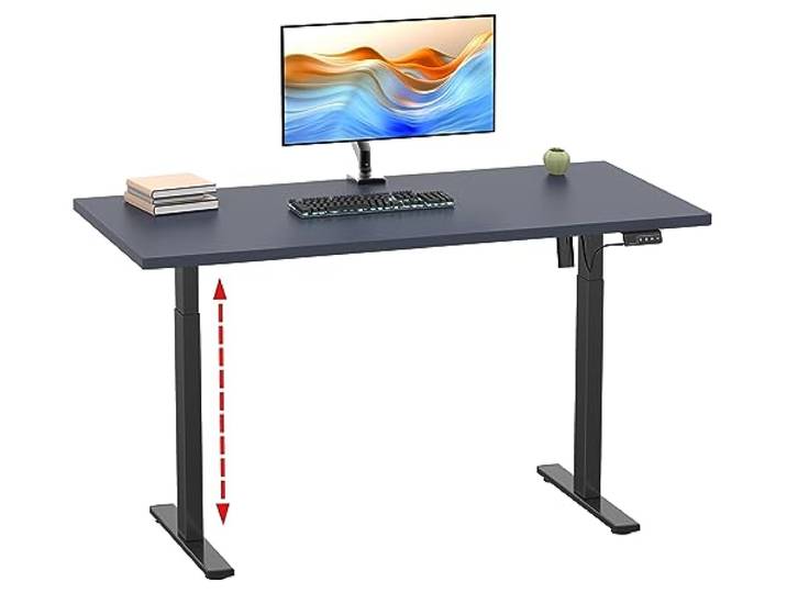 VCM Schreibtisch Schwarz/Anthrazit 140x50x71-120 cm Steh-Sitz-Tisch Büro Elektrisch stufenlos verstellbar - Steharbeitsplatz im Büro oder Homeoffice - ergonomisches Arbeiten - Holzwerkstoff