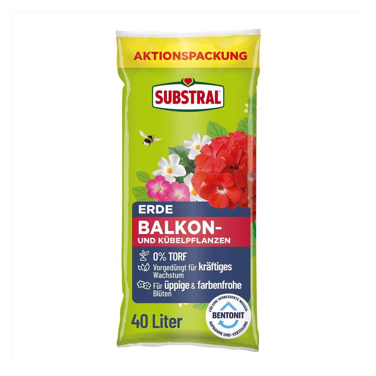 Substral Balkon- und Kübelpflanzen Blumenerde 40,0 l (40 l, Erde ohne Torf) (18510DP)