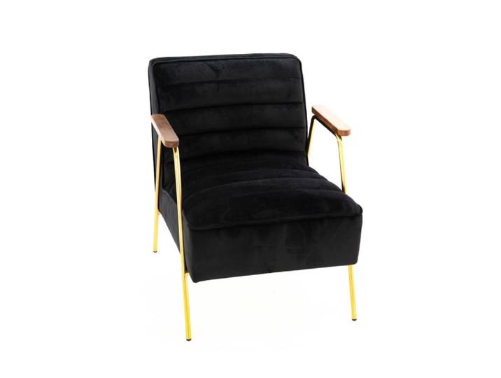 Fauteuil relax en velours et métal doré