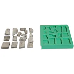 Giessform Silikonform Bruchsteine für den Krippenbau Set 2