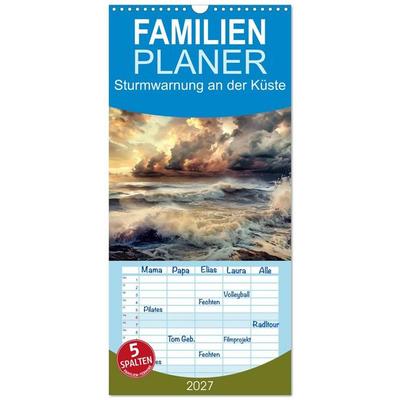 Familienplaner 2027 - Sturmwarnung an der Küste mit 5 Spalten (Wandkalender, 21 x 45 cm) CALVENDO